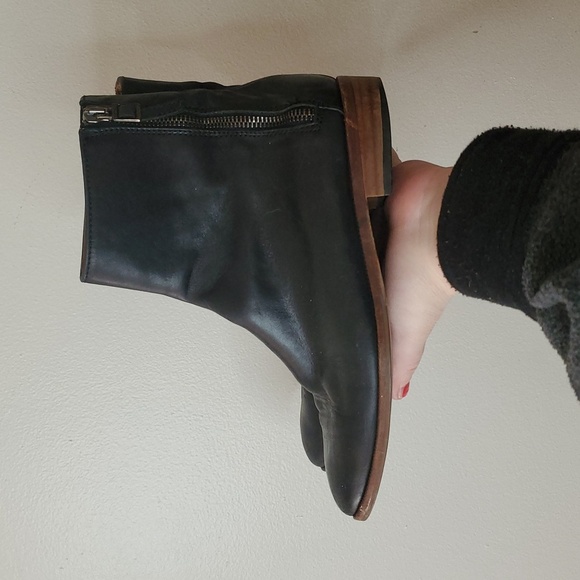 Uterque Vero Cuoio Black Leather Boots Size 37 Womens Zip Back - Picture 4 of 10